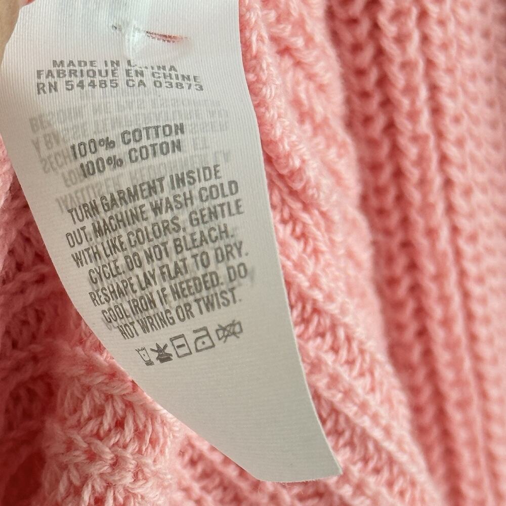 Aerie Knit Oversized Sweater Womens M Pink Cotton Soft 1/2 button Henley Ribbed - Picture 7 of 13